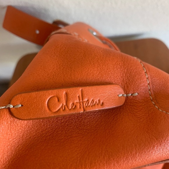 Cole Haan Orange Leather
Drawstring Hobo Bucket Shoulder Bag With Matching Belt - Picture 13 of 16